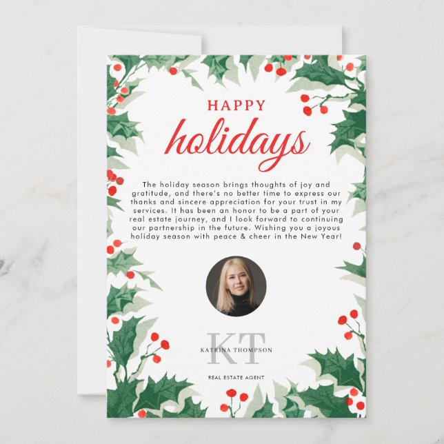 Real Estate Agent Realtor Christmas Happy Holidays Dankeskarte (Vorderseite)