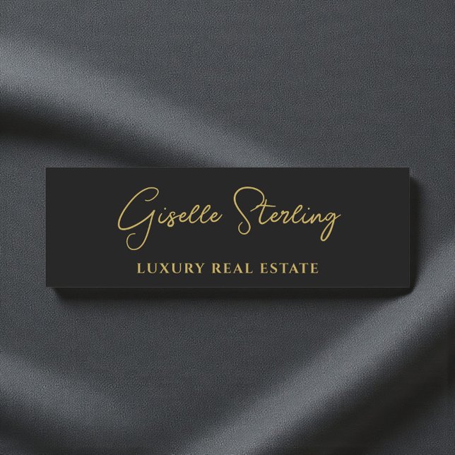 Real Estate Black Gold Script Luxury  Namensschild (Von Creator hochgeladen)