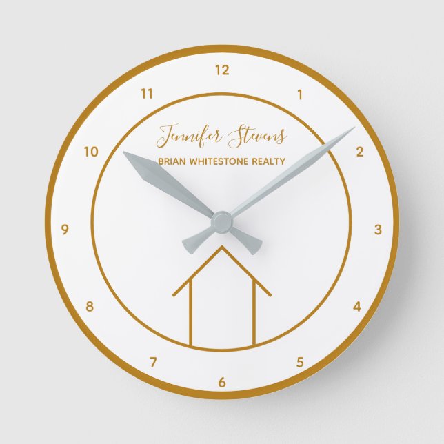 Real Estate Chic Gold Custom Realtor Office Runde Wanduhr (Vorderseite)