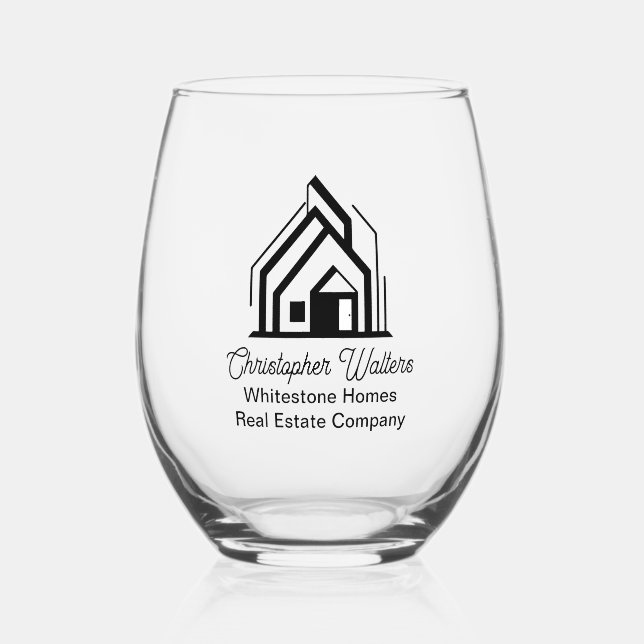 Real Estate Company Customized Realtor Logo Weinglas Ohne Stiel (Vorderseite)