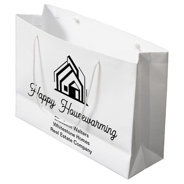 Real Estate Company Logo Customized Realtor Große Geschenktüte (Vorderseite Schrägansicht)