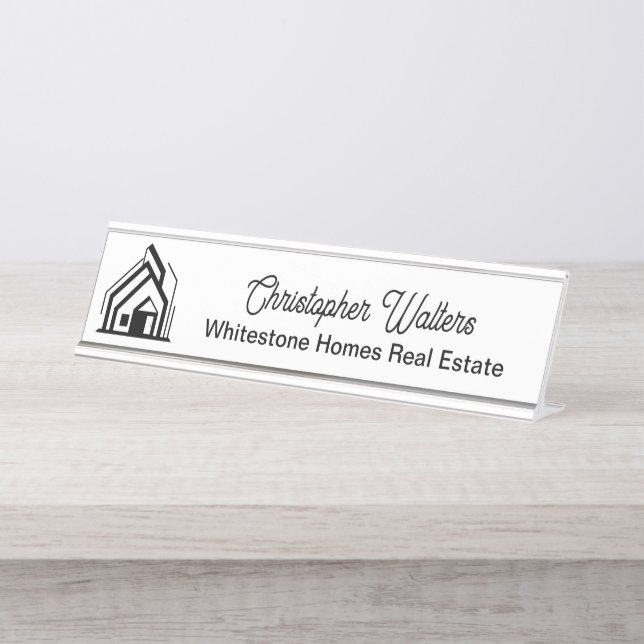 Real Estate Company Logo Customized Realtor Schreibtischnamensplakette (Vorderseite )
