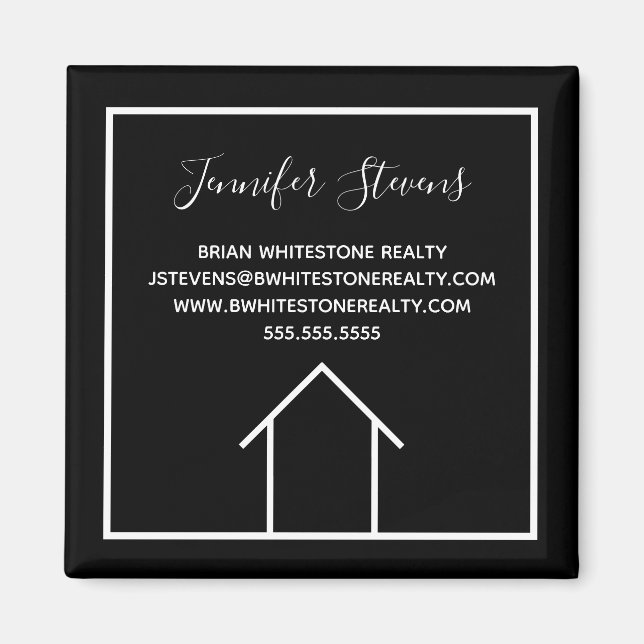 Real Estate Company Modern Custom Marketing Black Magnet (Vorne)