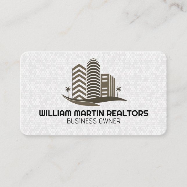 Real Estate Gold Properties | White Geometric Visitenkarte (Vorderseite)