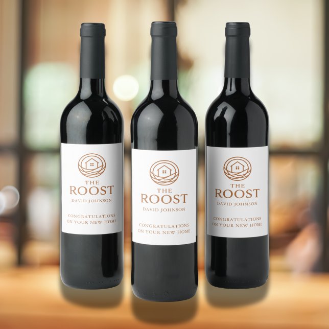 Real Estate Logo Housewarming Marketing Weinetikett (Real Estate Logo Housewarming Marketing Wine Label)