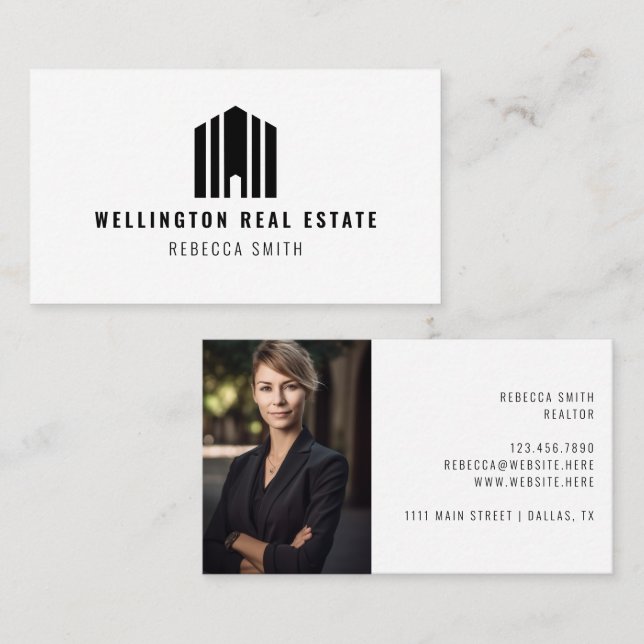 Real Estate Logo Photo Listing Agent Realtor Visitenkarte (Vorne/Hinten)