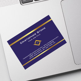 Real Estate Navy Blue House Logo Modern Realtor Magnetische Visitenkarte