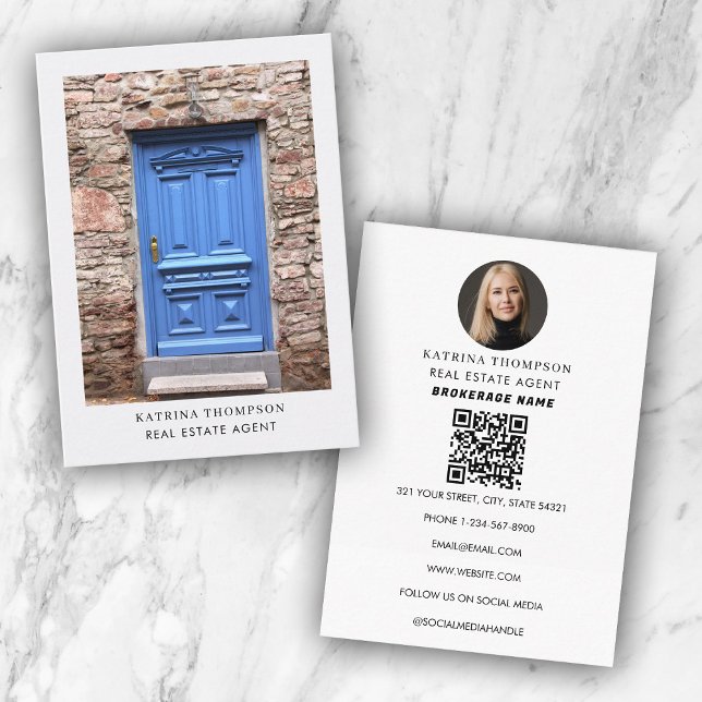 Real Estate Photo Realtor QR Code Front Door Visitenkarte (Real Estate Photo Realtor QR Code Front Door Business Card)