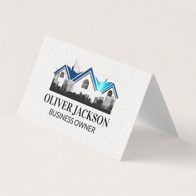 Real Estate Roof logo | Building Schematics Visitenkarten (Vorderseite)