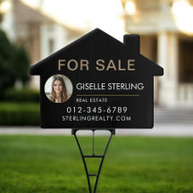 Real Estate Sign Black Gold Photo For Sale 