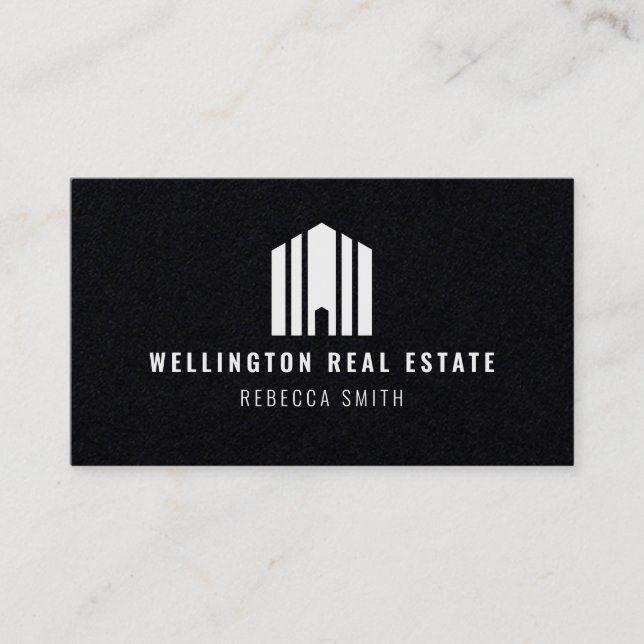 Real Estate Solid Black Logo Listing Agent Realtor Visitenkarte (Vorderseite)