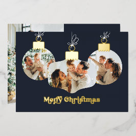*REAL FOIL* Frohe Weihnachts-Foto Ornamente Folien Feiertagskarte