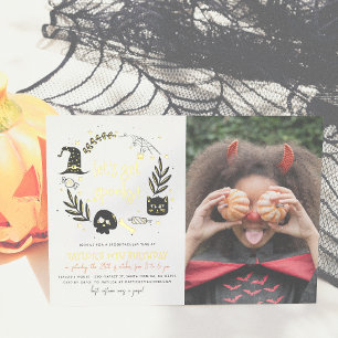 Real Foil Lasse zu heiterem Halloween Foto Geburts Folieneinladung