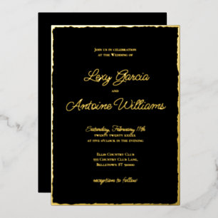 Real Foil Luxe Gold Edge Black Wedding Einladung