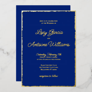 Real Foil Luxe Gold Edge Royal Blue Einladung