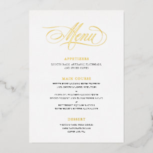 Real Foil Mariage Menu Classic Script Calligraphie
