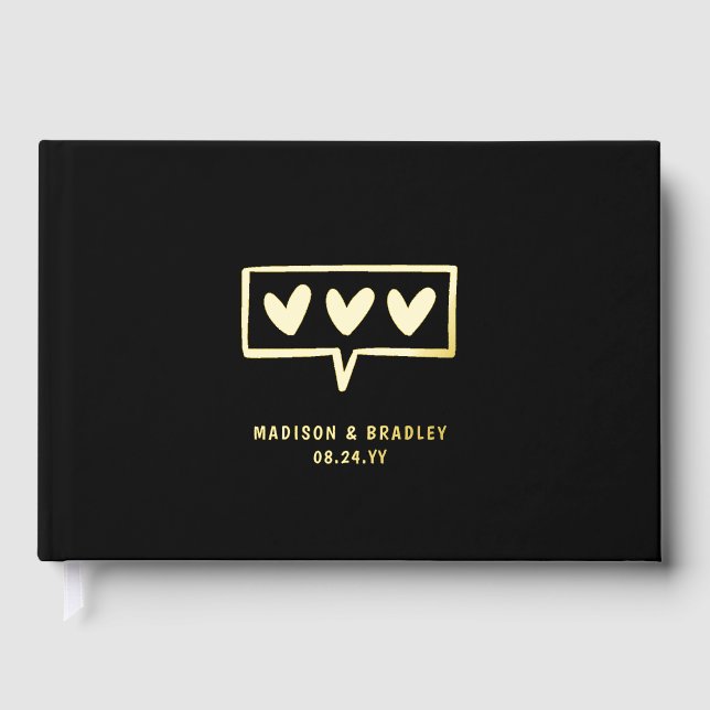 Real Foil Moderne Liebe hört Hochzeiten Gästebuch (Vorderseite)