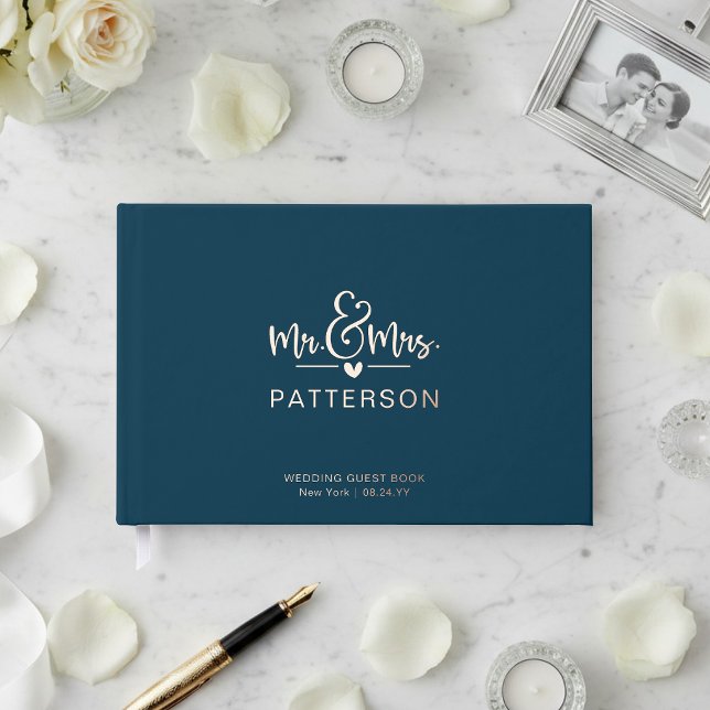 Real Foil Mr & Mrs Personalisiert Name Blue Weddin Gästebuch (Von Creator hochgeladen)