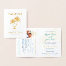 Real Foil Palm Tree Passport Hochzeit