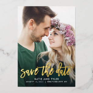 REAL-FOIL-Save the Date-Karte mit Pinselspitze Folieneinladung