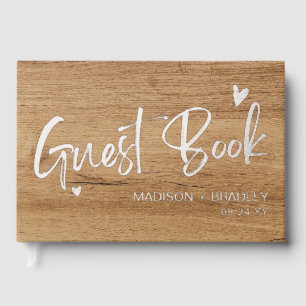 Real Foil Silver Calligraphy Script Holzverheiratu Gästebuch