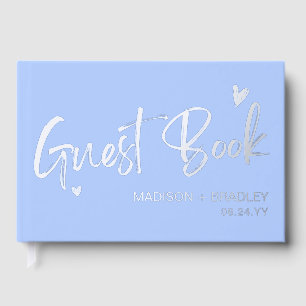 Real Foil Silver Calligraphy Script Moderne Hochze Gästebuch