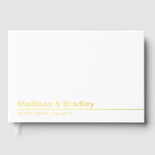 Real Foil Simple Modern Gold Script Hochzeit Gästebuch