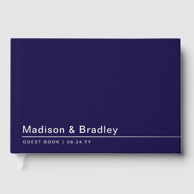 Real Foil Simple Modern Silver Script Wedding Gästebuch (Vorderseite)