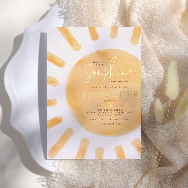 Real Foil Sunshine Boho Gender Neutral Baby Dusche Folieneinladung (Von Creator hochgeladen)