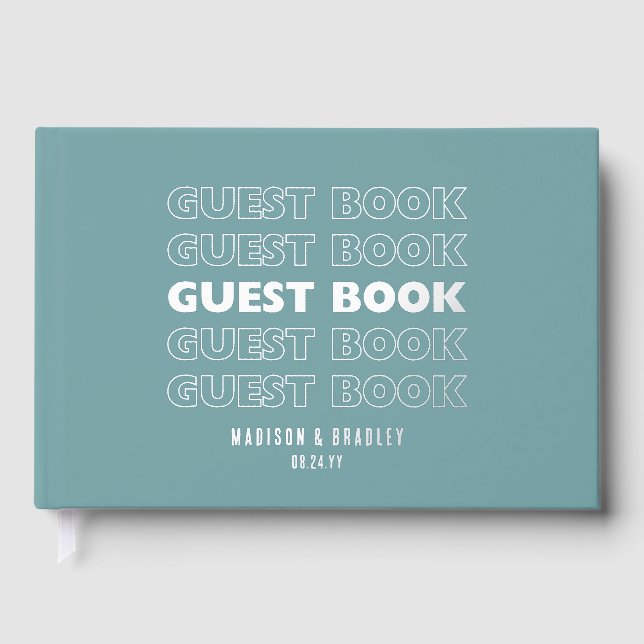 Real Foil Trendy Modern Typografy Wedding Gästebuch (Vorderseite)