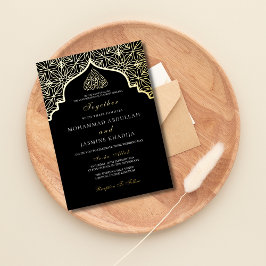 Real-Folie Gold Black Masjid Wording muslimische H Folieneinladung