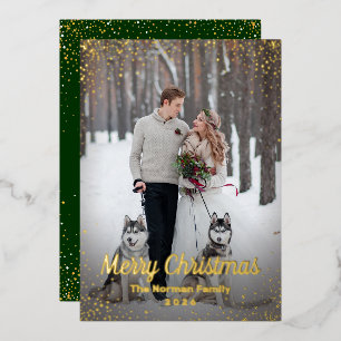 Real Foor Green Gold Weihnachts Foto Weihnachtskar Folieneinladung