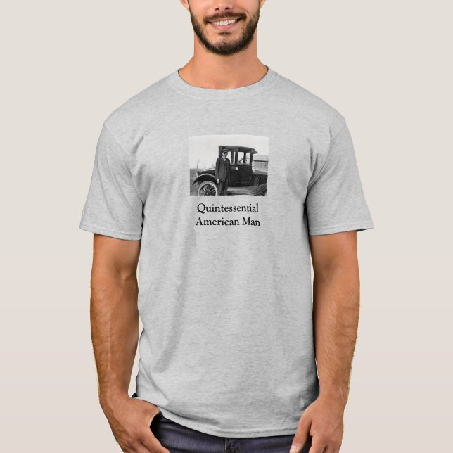 Real Foto Antiker Wagen mit Besitzer T-Shirt (Vorderseite)