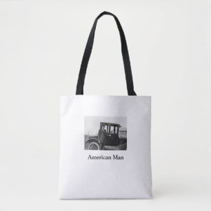 Real Foto Antiker Wagen mit Besitzer Tasche
