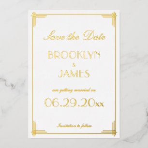 Real Fox Art Deco Save the Date weiße Karten