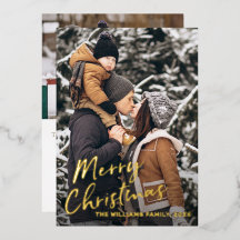 Real Fox Gold Script Weihnachts Foto Weihnachtskar