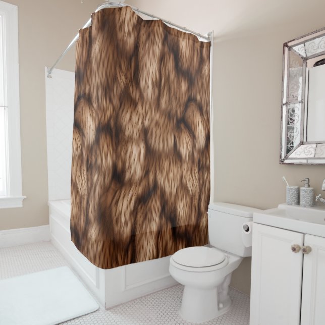 Real Fur Look Brown Animal Fluffy Duschvorhang (Beispiel)