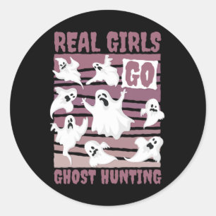 Real Girls Go Ghost Jagd Niedlich Ghost Halloween Runder Aufkleber