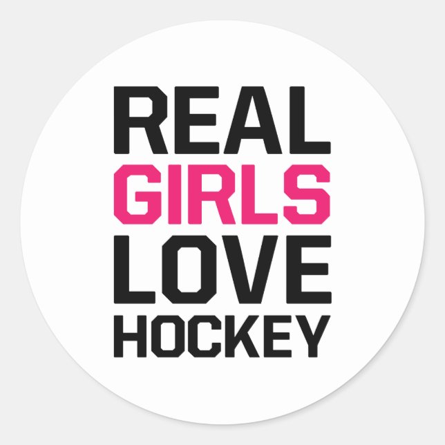 Real Girls Liebe Hockey Runder Aufkleber (Vorderseite)