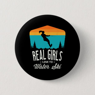 Real Girls Liebe zum Wasserski Skifahrer Funny Wa Button