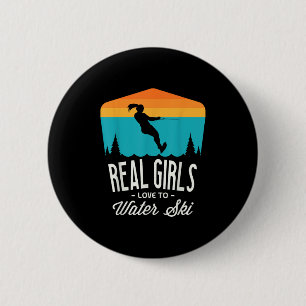 Real Girls Liebe zum Wasserski Skifahrer Funny Wa Button
