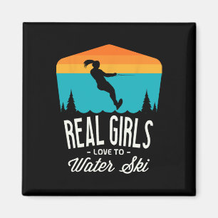 Real Girls Liebe zum Wasserski Skifahrer Funny Wa Magnet