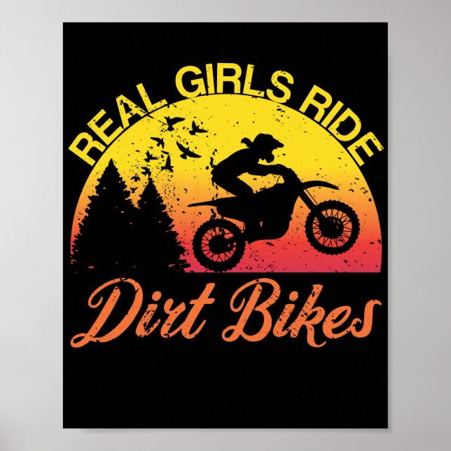Real Girls Ride Dirt Bikes Motocross Sunset Stunt Poster (Vorne)