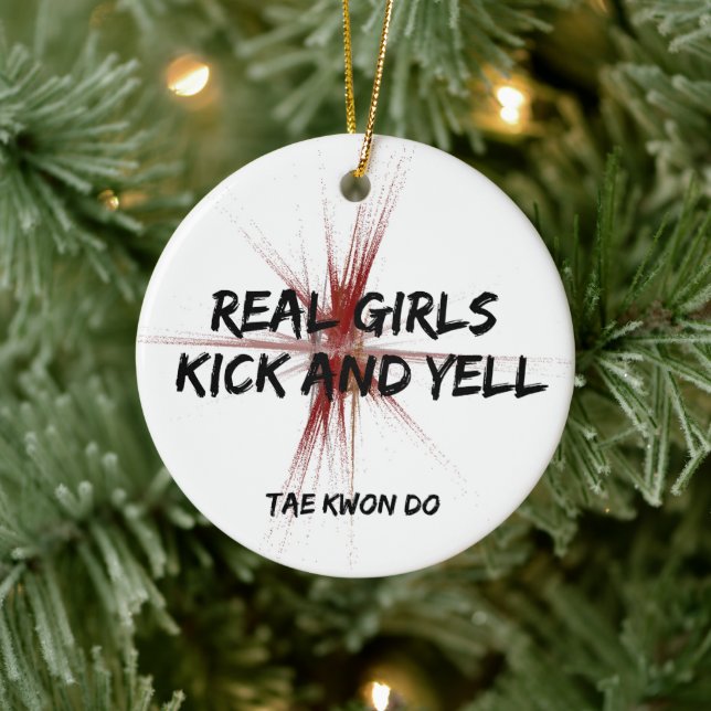 Real Girls und Yell Taekwondo Keramik Ornament (Baum)