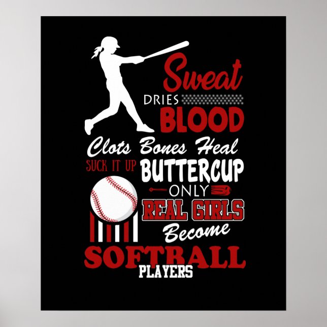 Real Girls werden Softball-Spieler-Geschenk Poster (Vorne)