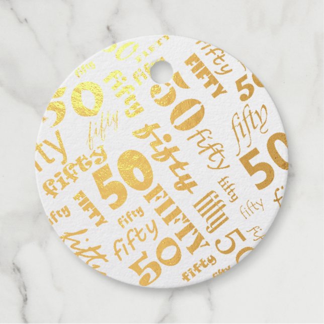 REAL Gold Foil 50. Geburtstag Geschenkanhänger (Vorderseite)