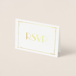 Real Gold Foil Art Deco Hochzeit RSVP Cards 3.5x5 Folienkarte