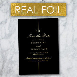 Real Gold Foil Black Wedding speichern Sie das Dat Folieneinladung