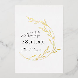 Real Gold Foil Einfache minimale Kleider Save the  Folieneinladung