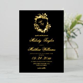 Real Gold Foil Elegant Chers Monogram Wedding Folieneinladung